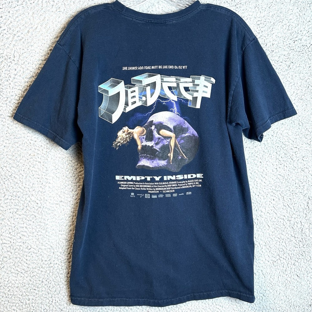 10.Deep Empty Inside Skull Graphic Logo T-Shirt Size Medium Lightening USA Made
